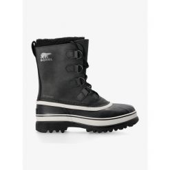 Buty zimowe męskie Sorel Caribou WP. Czarne buty trekkingowe Sorel, na zimę, bez wzorów, bez zapięcia, trekkingowe. Za 489.99 zł.