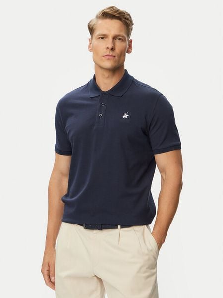 Beverly Hills Polo Club Polo P-SS26M-P450124 Granatowy Regular Fit. Niebieskie koszulki polo Beverly Hills Polo Club, m, bez wzorów, z bawełny, bez kołnierzyka, bez ramiączek. Za 229.99 zł.