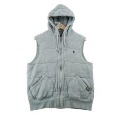 Kurtka Męska Pikowana Kamizelka z Kapturem z Dżerseju. Szare kurtki RALPH LAUREN, l, bez wzorów, z dżerseju, z kapturem. Za 314.16 zł.