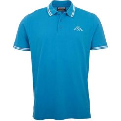 Koszulka męska polo Kappa Aleot. Niebieskie koszulki polo Kappa, m, bez wzorów, bez kołnierzyka, bez ramiączek. Za 69.00 zł.
