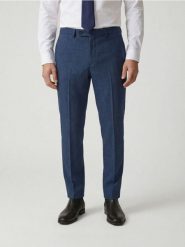 Garniturowe spodnie slim fit - granatowy. Niebieskie garnitury Reserved, bez wzorów, z tkaniny. Za 169.99 zł.