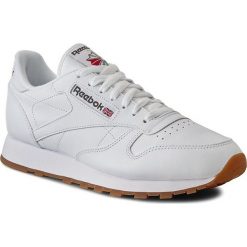 Buty Reebok - Cl Lthr 49799 White/Gum. Białe buty sportowe casual Reebok, bez wzorów, z materiału, bez zapięcia. W wyprzedaży za 299.00 zł.