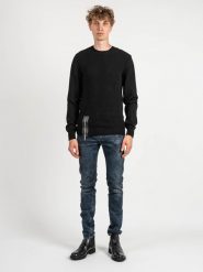 Les Hommes Sweter | LKK110 607L | Jumper With Zip | Mężczyzna | Czarny. Czarne swetry nierozpinane Les Hommes, l, bez wzorów, z bawełny, bez kołnierzyka, bez ramiączek. W wyprzedaży za 679.00 zł.