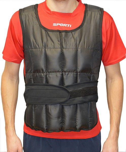 Kamizelka z obciążeniem 10 kg Sporti. Czarne kamizelki sportowe SPORTIFRANCE, bez wzorów, bez kaptura, na fitness i siłownię. Za 291.50 zł.