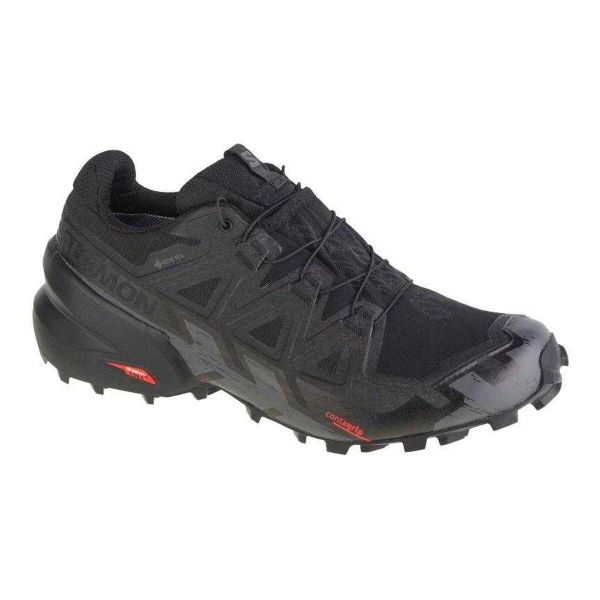 Buty Męskie Bieganie Speedcross 6 GTX. Czarne buty turystyczne Salomon, bez wzorów, z gumy, bez zapięcia, do biegania. Za 874.99 zł.
