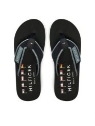 Tommy Hilfiger Japonki Patch Hilfiger Beach Sandal FM0FM05435 Czarny. Czarne japonki Tommy Hilfiger, bez wzorów, z materiału. Za 109.99 zł.