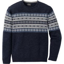 Sweter norweski Regular Fit bonprix ciemnoniebieski melanż. Swetry nierozpinane marki bonprix. Za 89.99 zł.