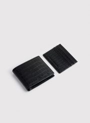 PAKO LORENTE - Zestaw męski skórzany portfel plus wizytownik. Czarne portfele Pako Lorente, bez wzorów. Za 299.99 zł.