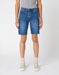 WRANGLER 5 POCKET SHORT MĘSKIE SZORTY SPODENKI GAME ON W14CT112E 112126628. Niebieskie szorty Wrangler, m, bez wzorów, z jeansu. Za 169.99 zł.