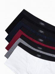 Bokserki męskie bawełniane 5-pak - mix U244 - XXL. Czarne bokserki Ombre Clothing, m, bez wzorów, z bawełny. W wyprzedaży za 49.99 zł.