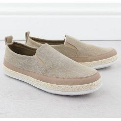 Półbuty męskie espadryle wsuwane khaki Nowacki 0017-T beżowy. Brązowe eleganckie półbuty bez wzorów, z materiału, bez obcasa, bez zapięcia. Za 264.58 zł.