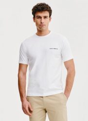 PAKO LORENTE – Biały t-shirt męski. Białe t-shirty Pako Lorente, m, bez wzorów, z bawełny, bez kołnierzyka, bez ramiączek. Za 59.99 zł.