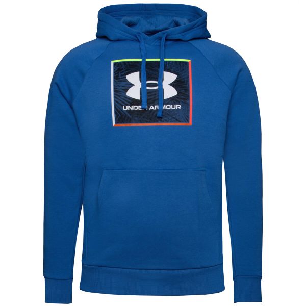 Bluza sportowa męska Under Armour Rival Fleece Graphic Hoodie. Niebieskie bluzy z kapturem Under Armour, l, bez wzorów, z kapturem. Za 359.99 zł.