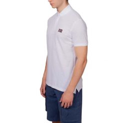 Koszulka polo męska Napapijri Ebea 2. Białe koszulki polo sportowe Napapijri, m, bez wzorów, bez kołnierzyka, bez ramiączek. Za 219.99 zł.