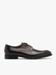 Bordowe półbuty męskie. Czerwone eleganckie półbuty Brawo sp. z o.o., bez wzorów, ze skóry, bez obcasa, bez zapięcia. W wyprzedaży za 429.99 zł.