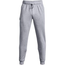 Spodnie fitness męskie Under Armour Rival Fleece Joggers. Szare joggery i bojówki Under Armour, m, bez wzorów, sportowe. Za 215.59 zł.