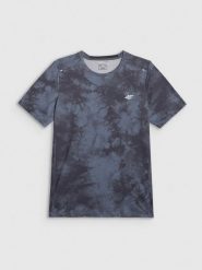 4F Koszulka treningowa regular szybkoschnąca męska - czarna M. Czarne t-shirty 4F, m, bez wzorów, z materiału, bez kołnierzyka, bez ramiączek. Za 139.99 zł.