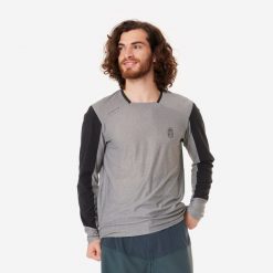 Koszulka rowerowa MTB Rockrider Expl 100 długi rękaw. Czarne bluzy ROCKRIDER, l, bez wzorów, z materiału, bez kaptura. Za 99.99 zł.