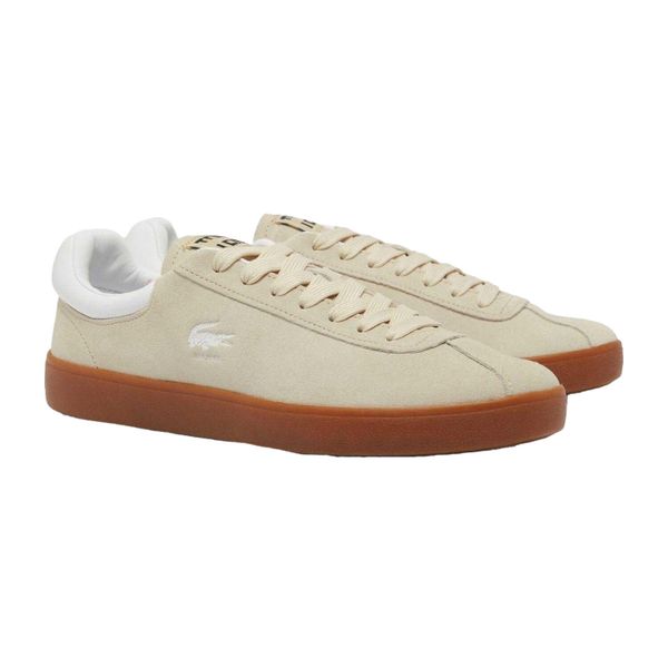 Buty męskie do tenisa Lacoste Baseshot beżowe. Brązowe buty turystyczne LACOSTE, bez wzorów, z materiału, bez zapięcia, tenisowe. Za 476.55 zł.