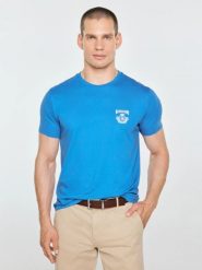 Koszulka męska z niewielkim logo na piersi niebieska korer 401. Niebieskie t-shirty BIG STAR, l, bez wzorów, z bawełny, bez kołnierzyka, bez ramiączek. Za 99.99 zł.