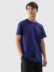 4F T-shirt regular gładki męski - granatowy XXL. Niebieskie t-shirty 4F, m, bez wzorów, z bawełny, bez kołnierzyka, bez ramiączek. Za 49.99 zł.