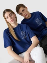 4F Koszulka kibica uniseks - granatowa L. Niebieskie t-shirty 4F, l, bez wzorów, z bawełny, bez kołnierzyka, bez ramiączek. W wyprzedaży za 29.99 zł.