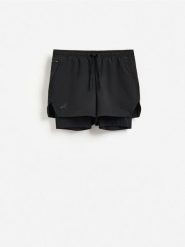 Sportowe szorty - czarny. Czarne krótkie spodenki sportowe Reserved, l, bez wzorów, z tkaniny. Za 119.99 zł.