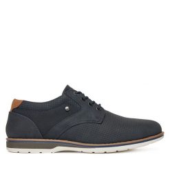 Półbuty Lanetti. Niebieskie eleganckie półbuty Lanetti, bez wzorów, bez obcasa, bez zapięcia. Za 149.99 zł.
