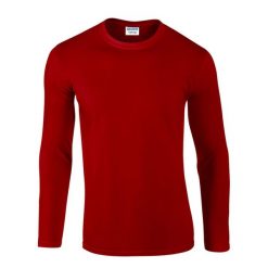 Koszulka Z Długim Rękawem Unisex Softstyle Dla Dorosłych. Czerwone bluzki z długim rękawem GILDAN, xl, bez wzorów, bez kołnierzyka, bez ramiączek. Za 65.99 zł.