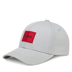 Czapka z daszkiem HUGO. Szare czapki z daszkiem Hugo, bez wzorów. Za 129.99 zł.