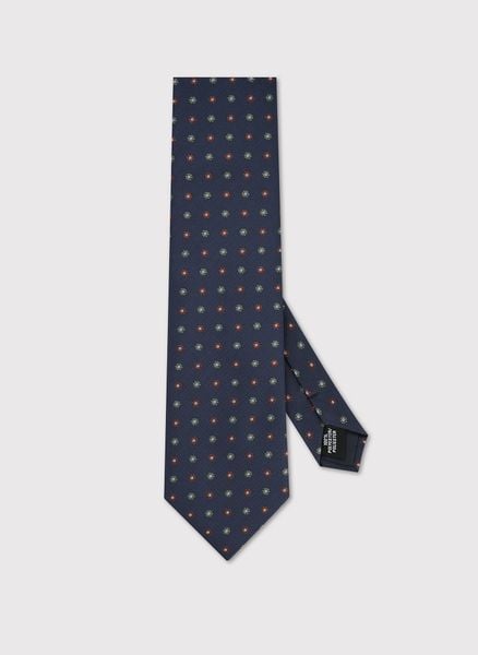PAKO LORENTE – Granatowy krawat w kwiaty. Niebieskie krawaty i muchy Pako Lorente, bez wzorów, z poliesteru. Za 99.99 zł.