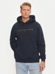 Tommy Jeans Bluza DM0DM20503 Granatowy Regular Fit. Niebieskie bluzy Tommy Jeans, l, bez wzorów, z bawełny, bez kaptura. Za 419.99 zł.