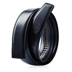 Wymienny pas bez klamry C30 ELITE Granatowy 135. Niebieskie paski Betlewski, bez wzorów, ze skóry. Za 64.99 zł.