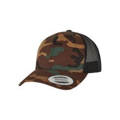 Czapka Trucker Flexfit Retro. Brązowe czapki z daszkiem FLEXFIT, bez wzorów. Za 101.50 zł.