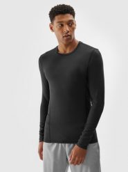 4F Longsleeve treningowy szybkoschnący męski - czarny L. Czarne koszulki z długim rękawem 4F, l, bez wzorów, z dzianiny, bez ramiączek. W wyprzedaży za 59.99 zł.