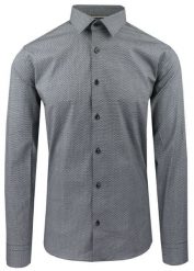 Taliowana Koszula Męska - Victorio - Czarno-Biała, Mikrowzór. Białe koszule Victorio, m, bez wzorów, z bawełny, bez kołnierzyka, bez ramiączek. Za 159.00 zł.