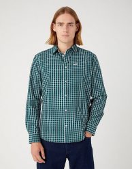 WRANGLER 1 POCKET SHIRT MĘSKA KOSZULA Z DŁUGIM RĘKAWEM W KRATĘ KRATA DEEP TEAL W5A24MG03. Koszule Wrangler, m, bez wzorów, bez kołnierzyka, bez ramiączek. Za 129.99 zł.