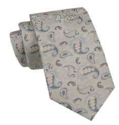 Elegancki Krawat Męski Angelo di Monti - Beż we Wzór Paisley. Krawaty i muchy Angelo di Monti, bez wzorów, z tkaniny. Za 45.00 zł.