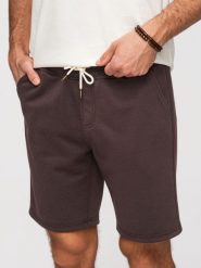 Szorty męskie strukturalne REGULAR FIT - brązowe V5 - Rozmiar: XXL. Brązowe szorty Ombre Clothing, m, bez wzorów, z dzianiny, wakacyjne. Za 149.99 zł.