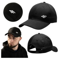 Czapka z daszkiem męska 4F 4FWSS24ACABM357. Czarne czapki z daszkiem 4F, bez wzorów, z bawełny. Za 49.99 zł.