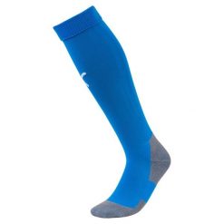 Getry piłkarskie Puma Liga Core Socks. Białe legginsy długie sportowe Puma, bez wzorów, z bawełny, do piłki nożnej. Za 39.00 zł.