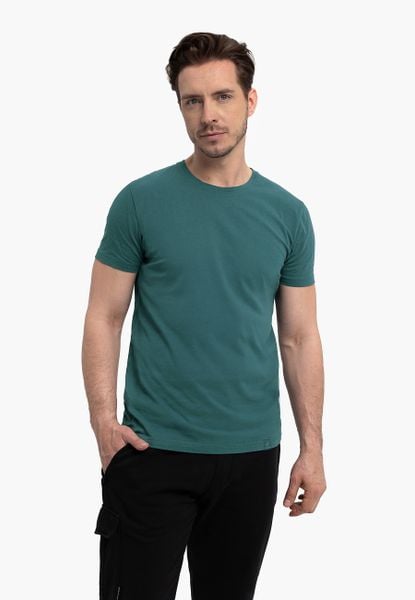 Bawełniana koszulka T-BASIC. Niebieskie t-shirty Volcano, l, bez wzorów, z bawełny, bez kołnierzyka, bez ramiączek. Za 54.99 zł.