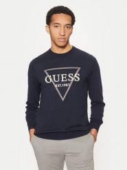 Guess Sweter M5RR02 Z3KI1 Granatowy Regular Fit. Niebieskie swetry rozpinane Guess, m, z aplikacjami, z bawełny, bez kołnierzyka, bez ramiączek. Za 259.99 zł.