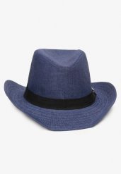 Granatowa Pleciony Kapelusz o Fasonie Fedory Cresesa. Niebieskie kapelusze Born2be, bez wzorów, eleganckie. W wyprzedaży za 25.49 zł.