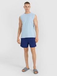 4F Spodenki casual męskie - granatowe L. Niebieskie szorty 4F, l, bez wzorów, z materiału, casualowe. W wyprzedaży za 39.99 zł.