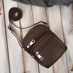 Saszetka męska na ramię skórzana pojemna brązowa Paolo Peruzzi T-133-BR. Brązowe torby na ramię bez wzorów, ze skóry, na ramię, małe, bez dodatków. Za 99.99 zł.