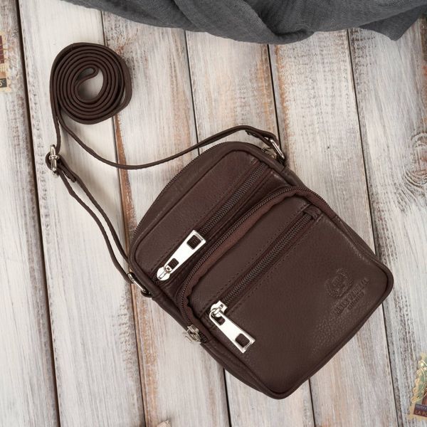 Saszetka męska na ramię skórzana pojemna brązowa Paolo Peruzzi T-133-BR. Brązowe torby na ramię bez wzorów, ze skóry, na ramię, małe, bez dodatków. Za 99.99 zł.