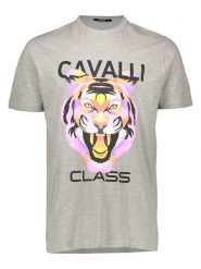 Cavalli CLASS Koszulka w kolorze szarym rozmiar: XL. Szare bezrękawniki Cavalli Class, xl, bez wzorów, z bawełny, bez kołnierzyka, bez ramiączek. Za 106.13 zł.