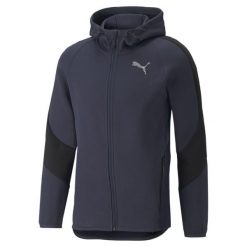 Bluza dresowa męska Puma EVOSTRIPE. Niebieskie bluzy z kapturem Puma, m, bez wzorów, z dresówki, z kapturem. Za 295.35 zł.