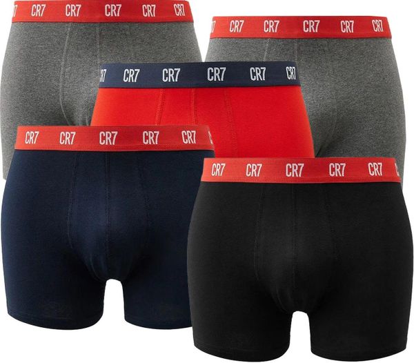 CR7 bokserki męskie 5-pack – Szary/Navy/Czerwony, roz. M. Czerwone bokserki Cruyff, m, bez wzorów, z materiału. Za 228.99 zł.